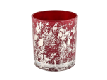 Wholesale white printing dust and red glass candle jar with high quality