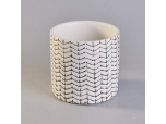 Woven pattern ceramic candle jar