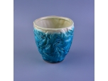 Blue and green ceramic andle jar