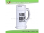 Ceramic Beer Mug with Black Logo Printing