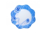 Flower shaped glass plate with decal