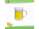 hand blow double wall glass beer mugs