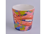 large ceramic candle jar with decal printing