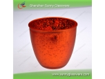 Red plating 495ml bowl-shaped glass candle holder