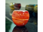 rounded art glass candle holder