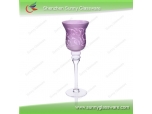 spraying purple color glass candle holder with decaled decoration