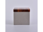 square concrete candle containers with wood lid