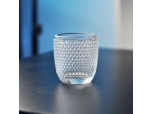 Transparent hobnail glass candle holder