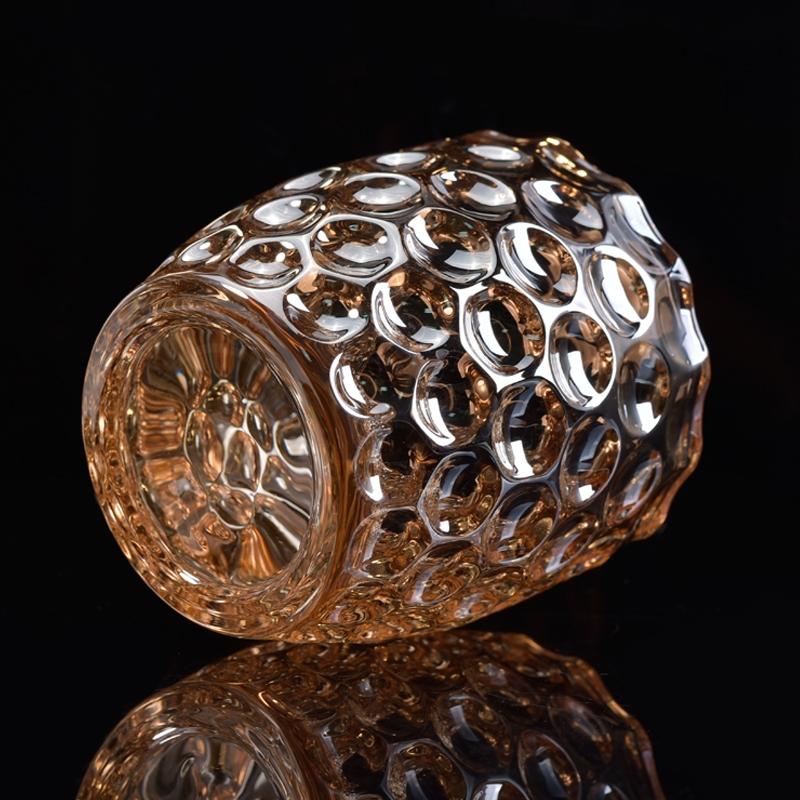 Gold embossed glass candle holder