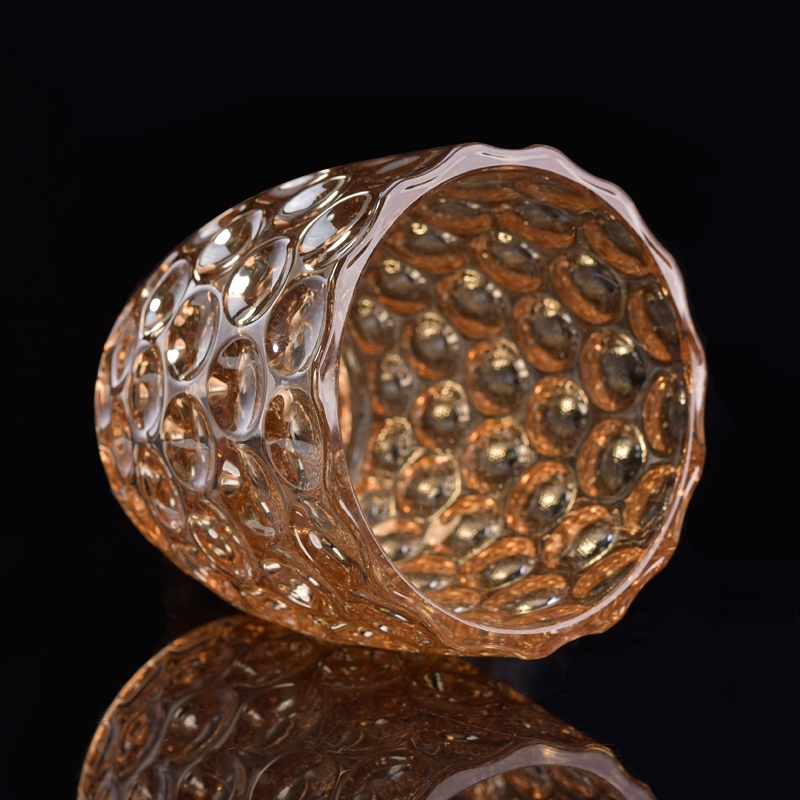 Gold embossed glass candle holder