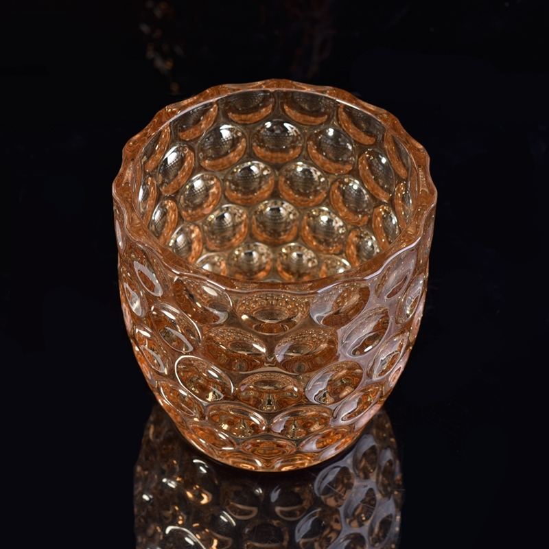 Gold embossed glass candle holder