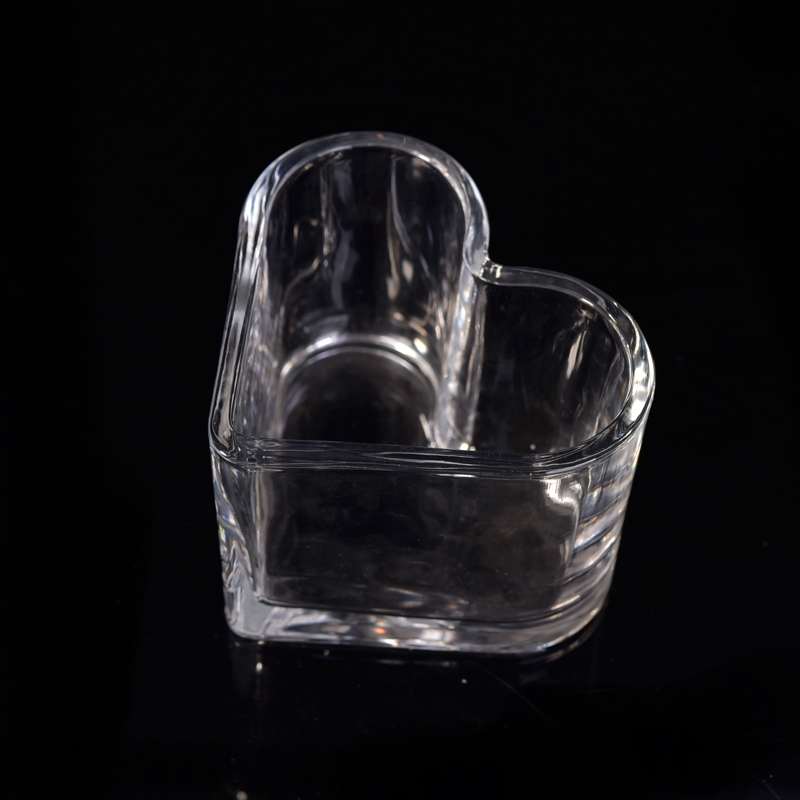 Heart-shaped large capacity glass candle jar