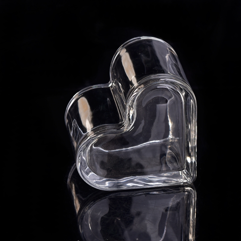 Heart-shaped large capacity glass candle jar