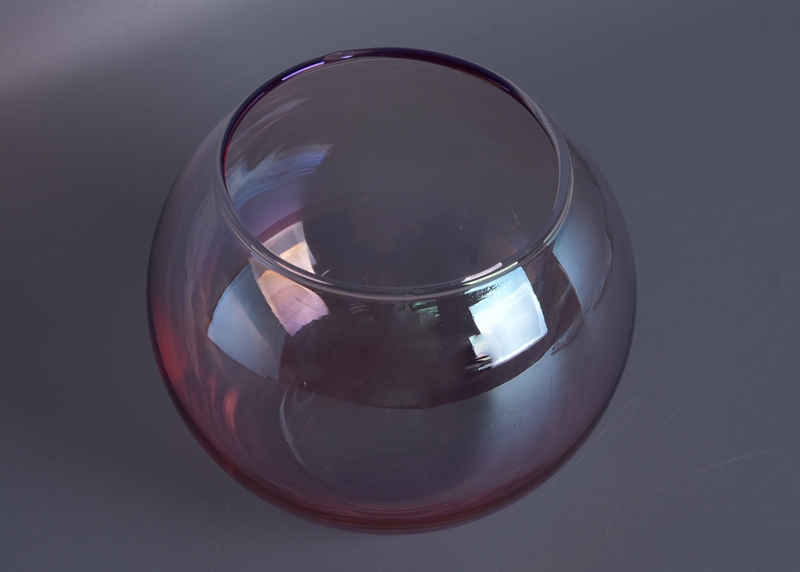 Mouth Blown Pink Iridescent Handmade Craft Glass Candle Jars