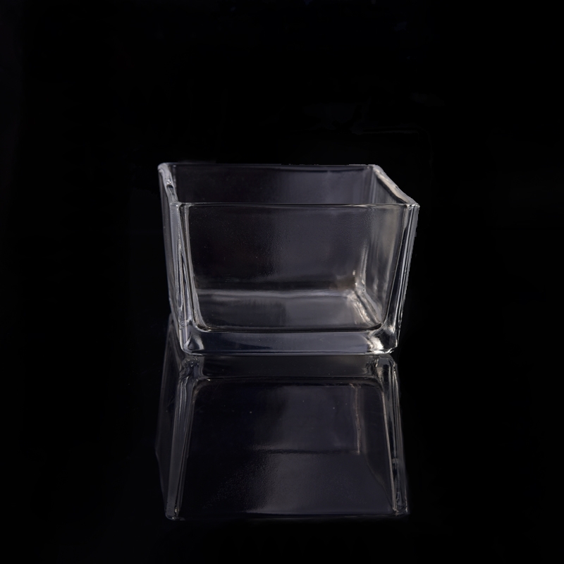 Square large size glass candle jar