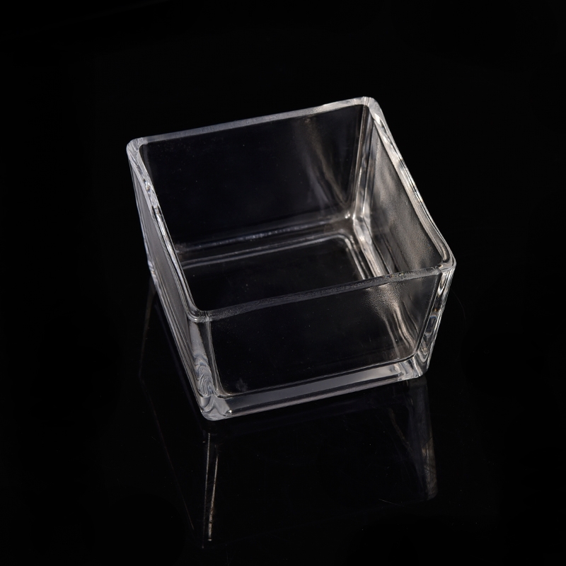 Square large size glass candle jar