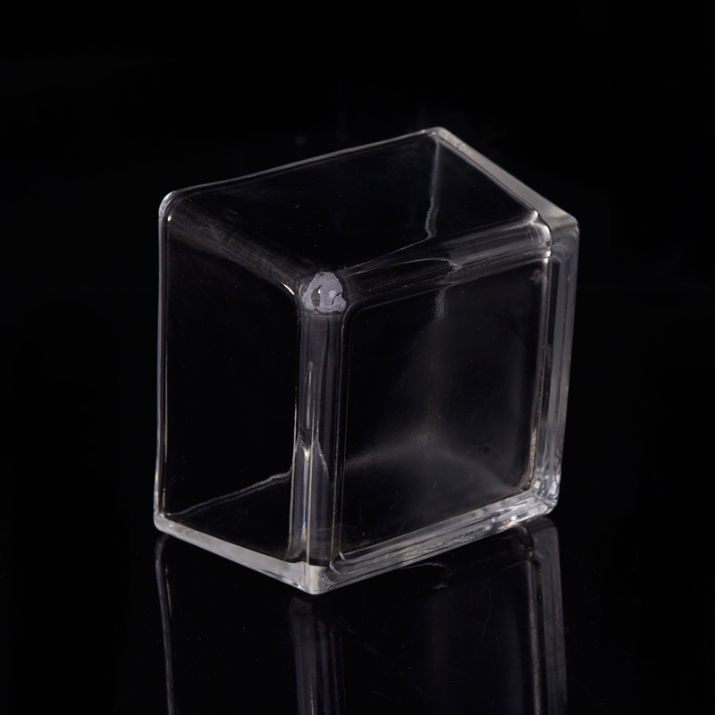 Square large size glass candle jar